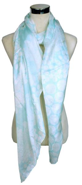 Scarf 100% Silk Paj Dots Points Sky Blue